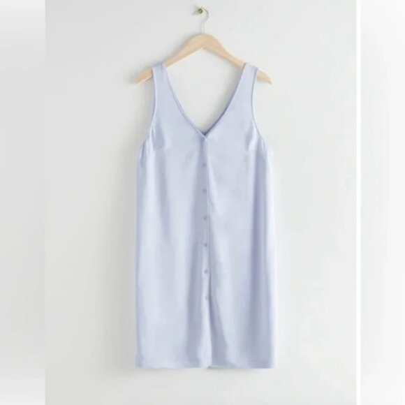 SLEEVELESS V-NECK BUTTON DOWN DRESS LIGHT BLUE, & OTHER STORIES - Picture 4 of 5